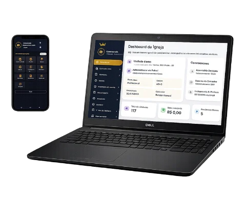 Sistema Pastorear no notebook e celular